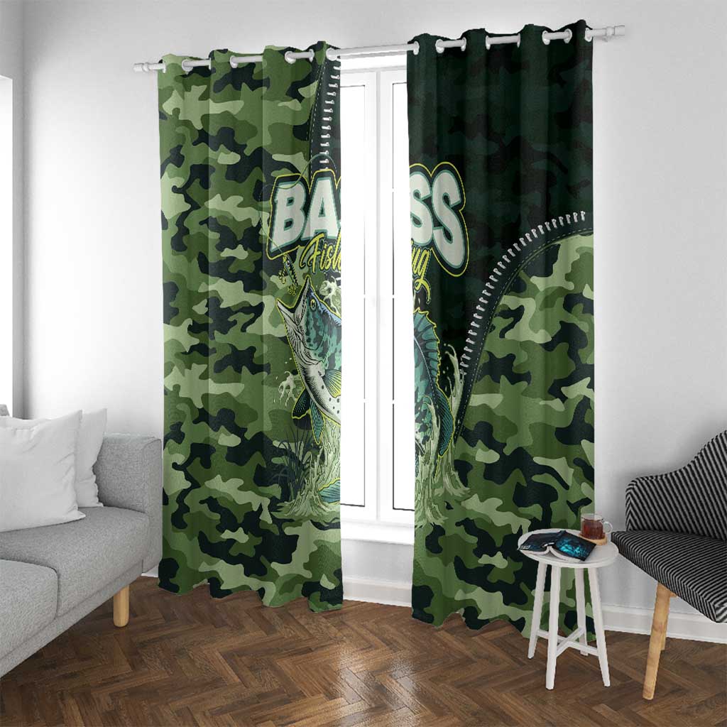 Bass Fishing Camouflage Window Curtain Zipper Stylized