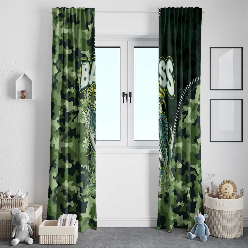 Bass Fishing Camouflage Window Curtain Zipper Stylized