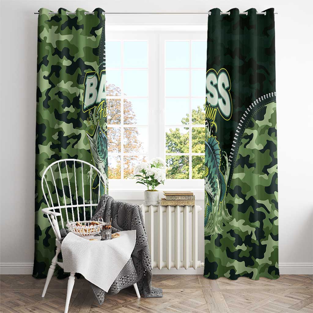 Bass Fishing Camouflage Window Curtain Zipper Stylized