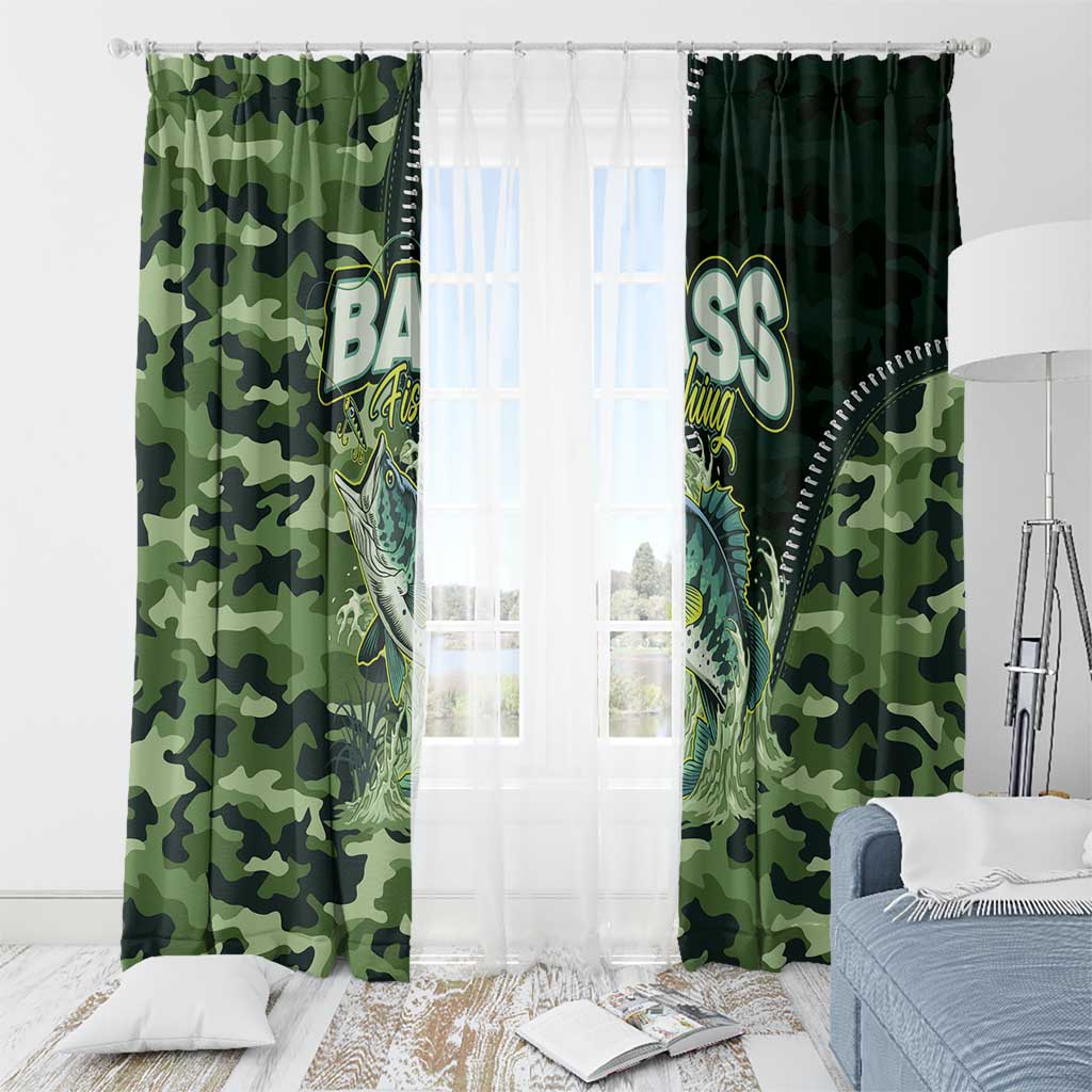 Bass Fishing Camouflage Window Curtain Zipper Stylized