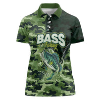 Personalized Bass Fishing Camouflage Women Polo Shirt Zipper Stylized