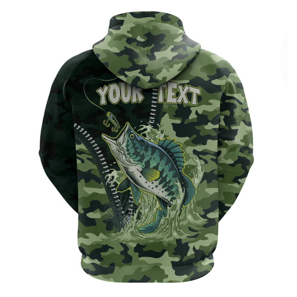 Personalized Bass Fishing Camouflage Zip Hoodie Zipper Stylized