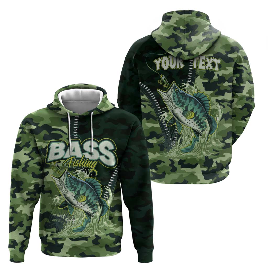 Personalized Bass Fishing Camouflage Zip Hoodie Zipper Stylized