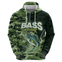 Personalized Bass Fishing Camouflage Zip Hoodie Zipper Stylized