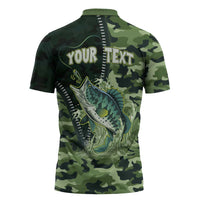Personalized Bass Fishing Camouflage Zipper Polo Shirt Zipper Stylized