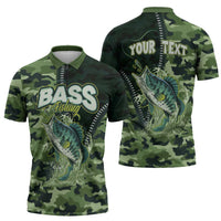 Personalized Bass Fishing Camouflage Zipper Polo Shirt Zipper Stylized