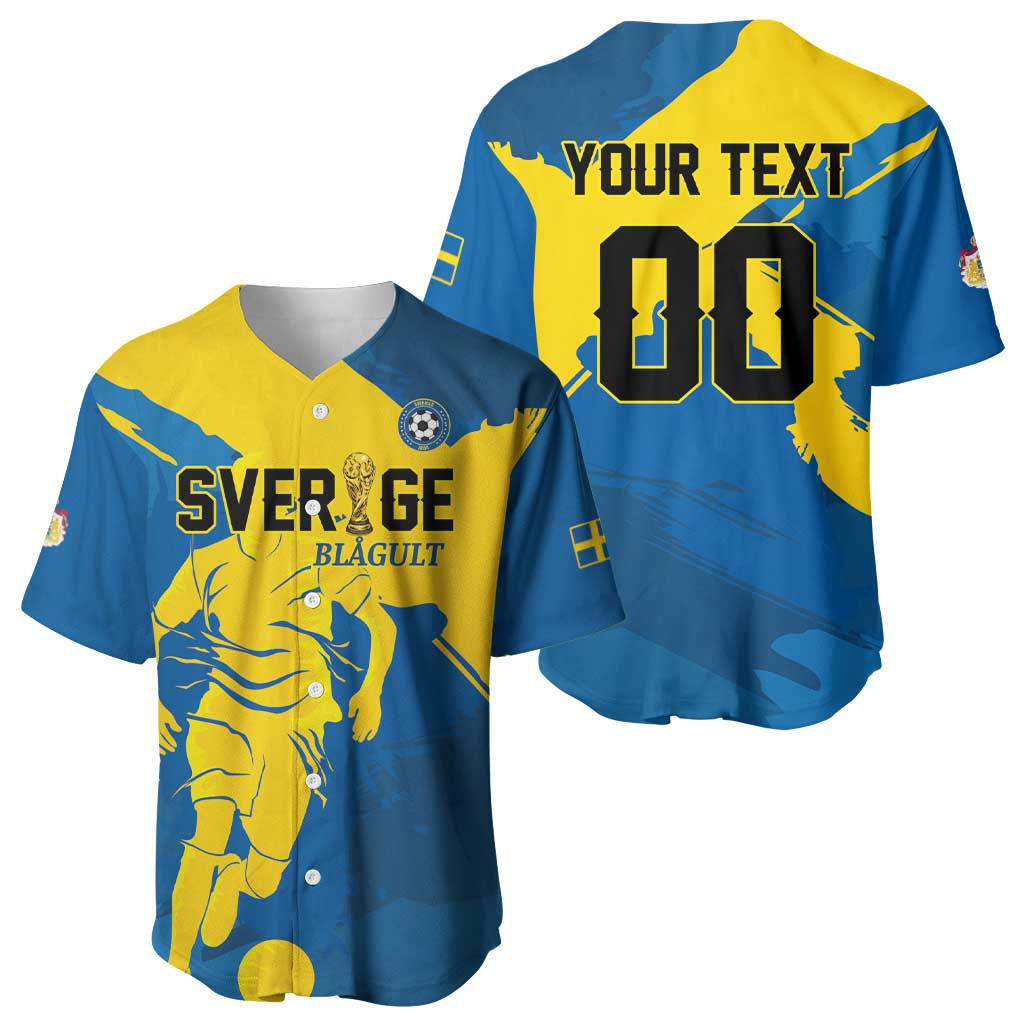 Custom Football 2026 Sweden Baseball Jersey Sverige Blagult Tillsammans