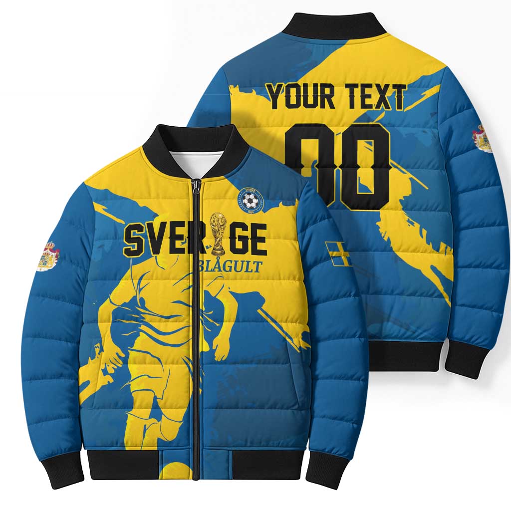 Custom Football 2026 Sweden Bomber Puffer Jacket Sverige Blagult Tillsammans