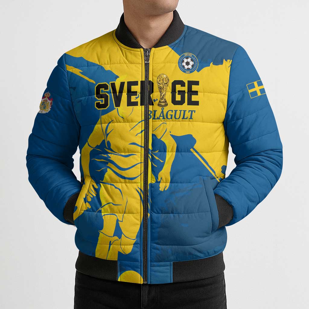 Custom Football 2026 Sweden Bomber Puffer Jacket Sverige Blagult Tillsammans