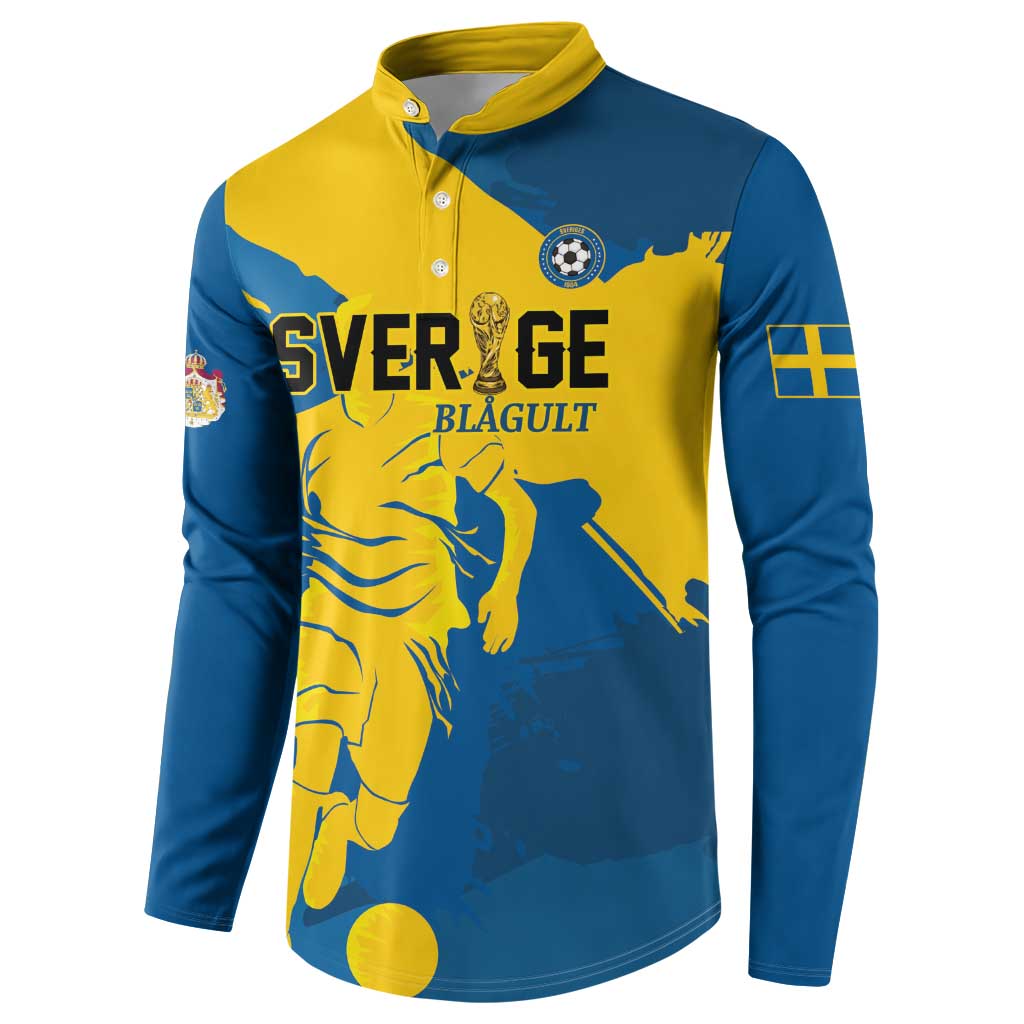 Custom Football 2026 Sweden Button Sweatshirt Sverige Blagult Tillsammans