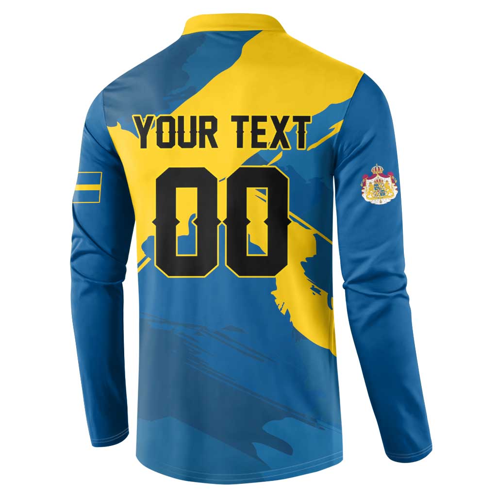 Custom Football 2026 Sweden Button Sweatshirt Sverige Blagult Tillsammans