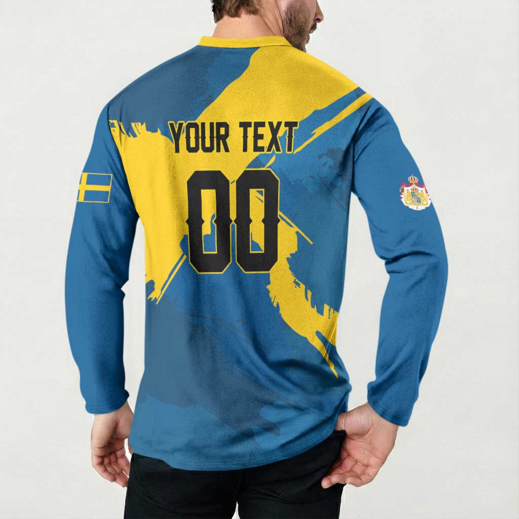 Custom Football 2026 Sweden Button Sweatshirt Sverige Blagult Tillsammans