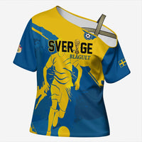 Custom Football 2026 Sweden Cross Shoulder Shirt Sverige Blagult Tillsammans