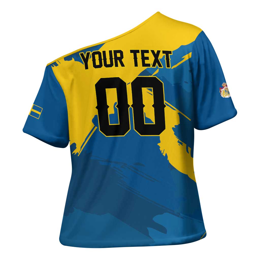 Custom Football 2026 Sweden Cross Shoulder Shirt Sverige Blagult Tillsammans