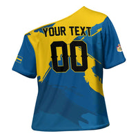 Custom Football 2026 Sweden Cross Shoulder Shirt Sverige Blagult Tillsammans