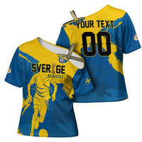 Custom Football 2026 Sweden Cross Shoulder Shirt Sverige Blagult Tillsammans