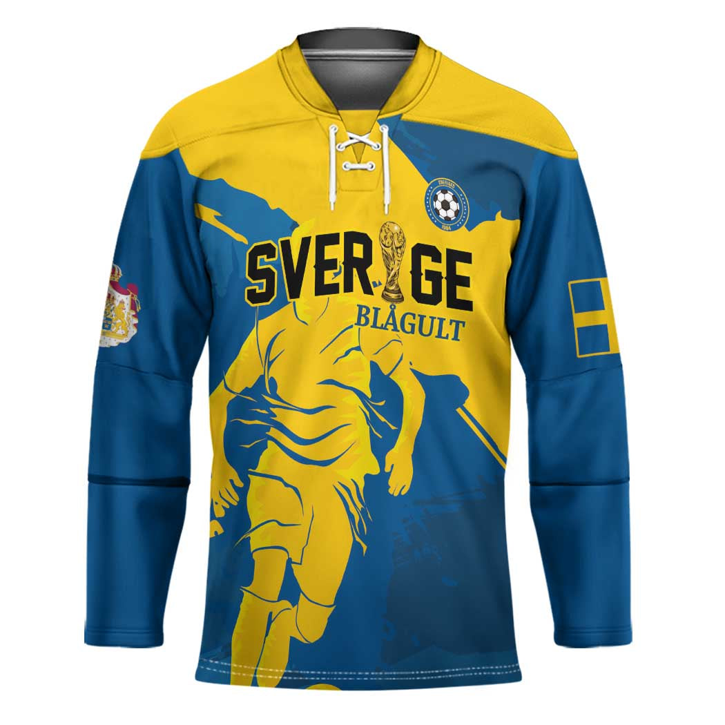 Custom Football 2026 Sweden Hockey Jersey Sverige Blagult Tillsammans