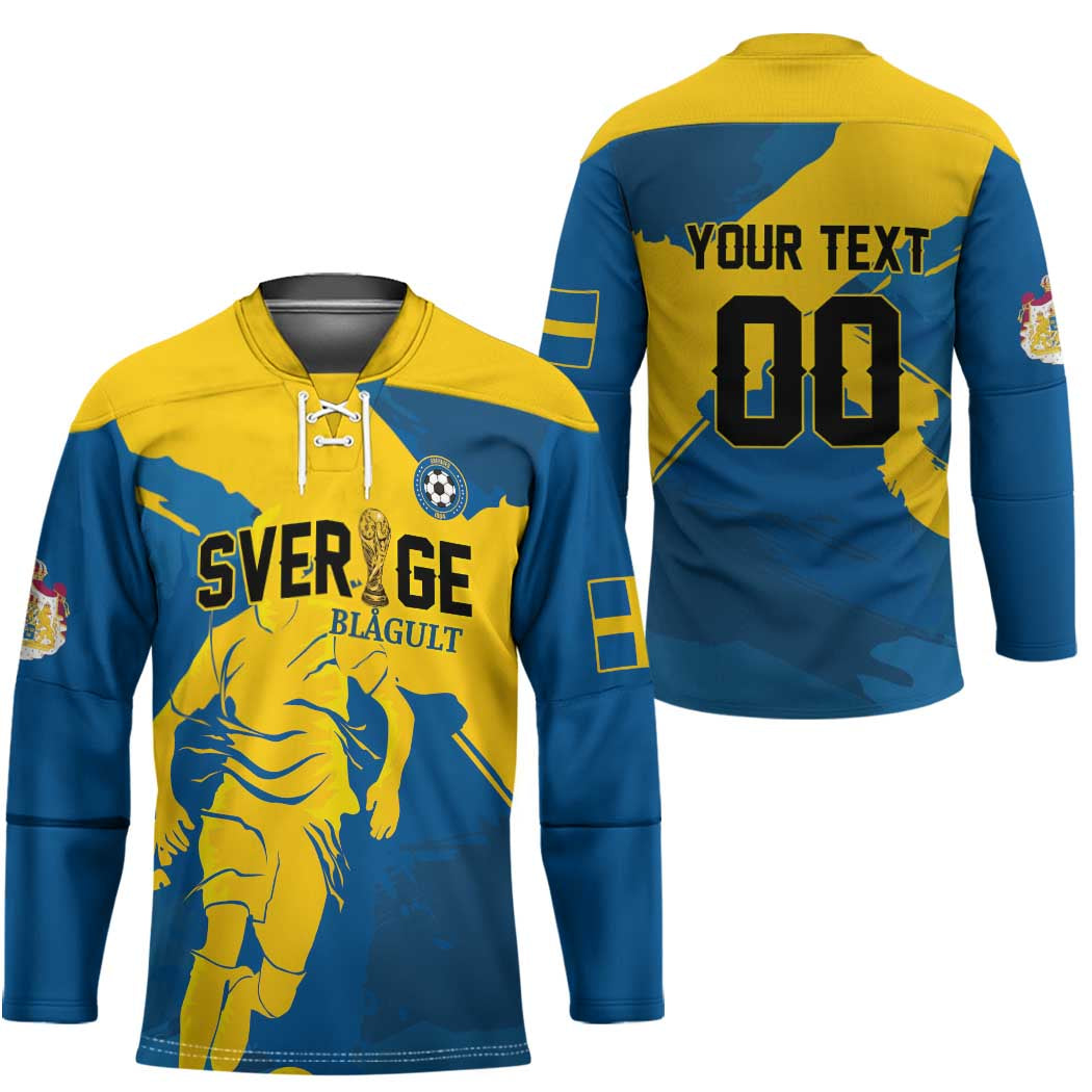 Custom Football 2026 Sweden Hockey Jersey Sverige Blagult Tillsammans