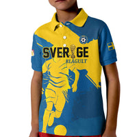 Custom Football 2026 Sweden Kid Polo Shirt Sverige Blagult Tillsammans