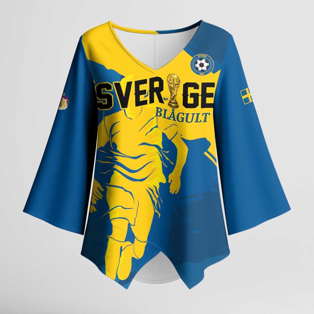 Custom Football 2026 Sweden Kimono Sleeve Blouse Sverige Blagult Tillsammans