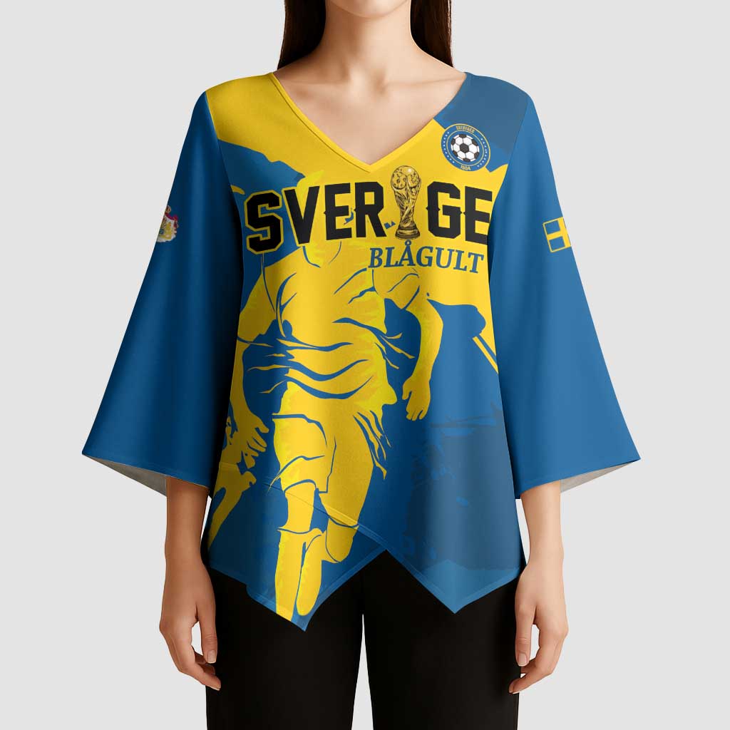 Custom Football 2026 Sweden Kimono Sleeve Blouse Sverige Blagult Tillsammans