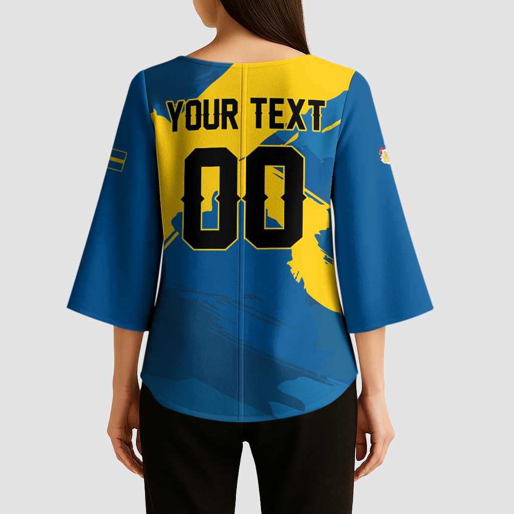 Custom Football 2026 Sweden Kimono Sleeve Blouse Sverige Blagult Tillsammans