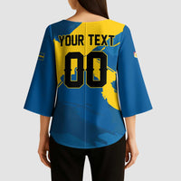 Custom Football 2026 Sweden Kimono Sleeve Blouse Sverige Blagult Tillsammans