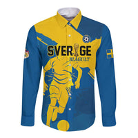 Custom Football 2026 Sweden Long Sleeve Button Shirt Sverige Blagult Tillsammans