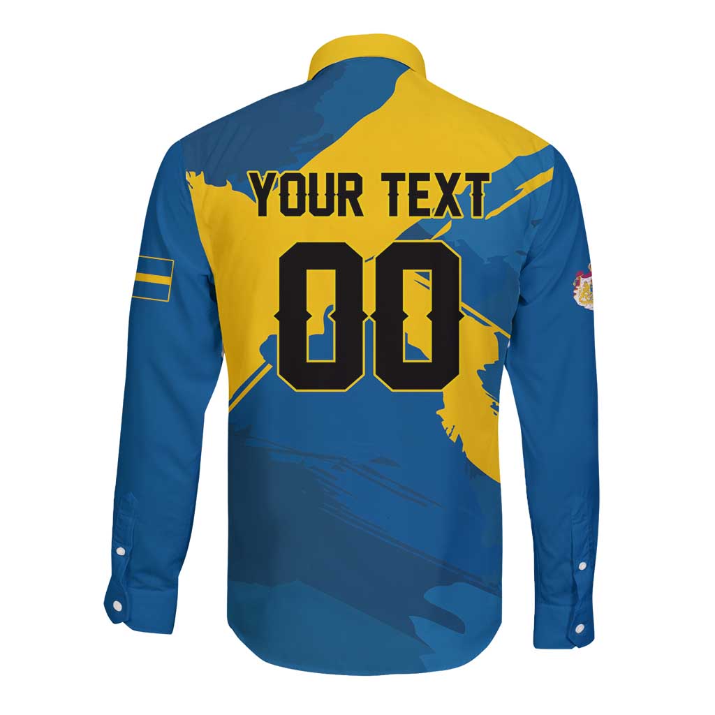 Custom Football 2026 Sweden Long Sleeve Button Shirt Sverige Blagult Tillsammans