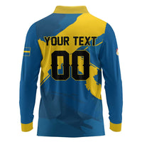 Custom Football 2026 Sweden Long Sleeve Polo Shirt Sverige Blagult Tillsammans