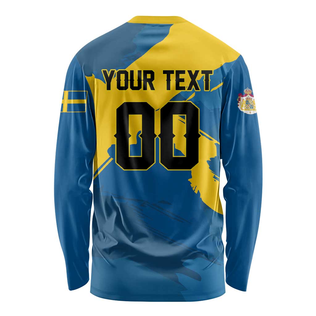 Custom Football 2026 Sweden Long Sleeve Shirt Sverige Blagult Tillsammans
