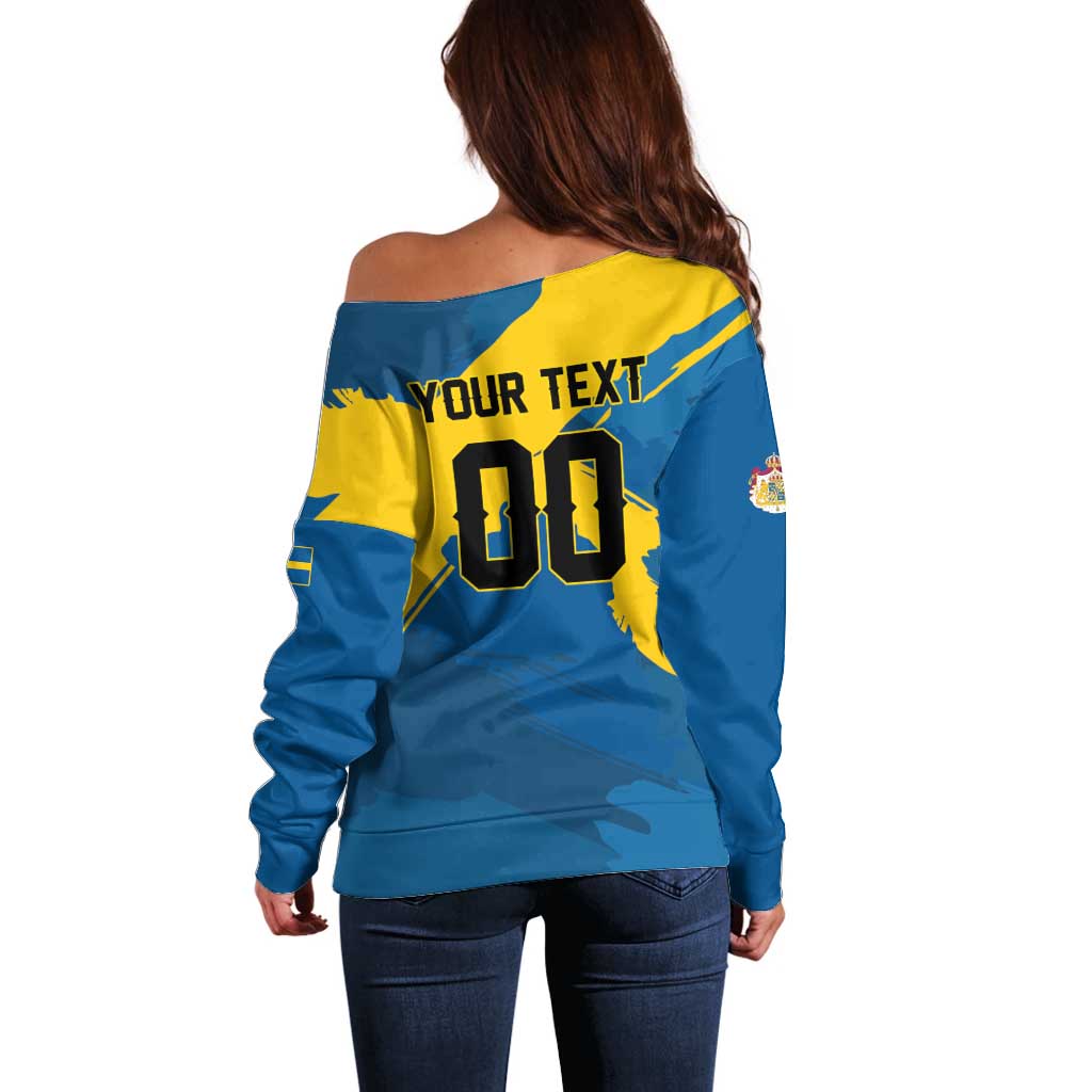 Custom Football 2026 Sweden Off Shoulder Sweater Sverige Blagult Tillsammans