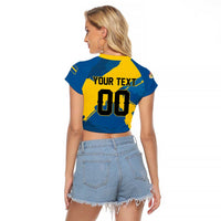 Custom Football 2026 Sweden Raglan Cropped T Shirt Sverige Blagult Tillsammans