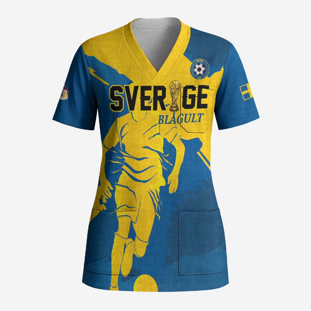 Custom Football 2026 Sweden Scrub Top Sverige Blagult Tillsammans