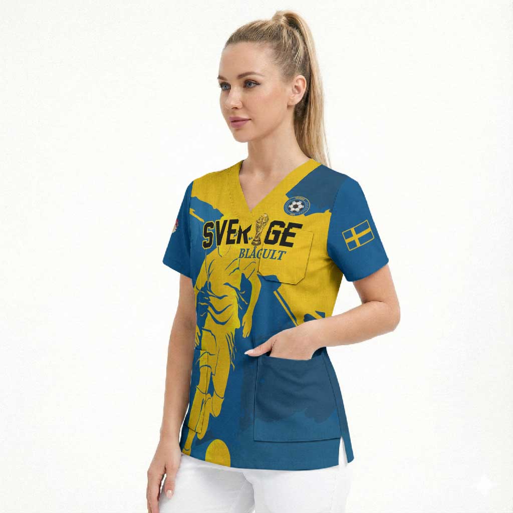 Custom Football 2026 Sweden Scrub Top Sverige Blagult Tillsammans