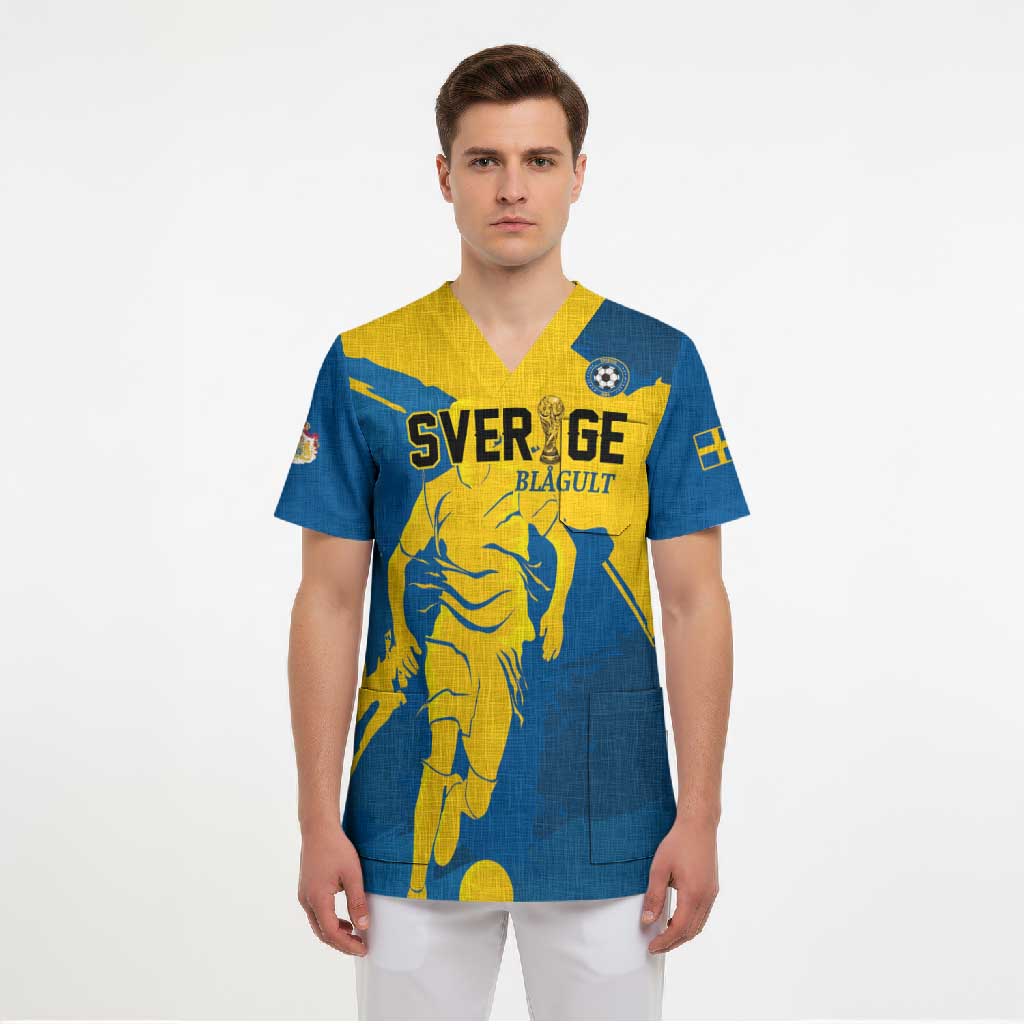 Custom Football 2026 Sweden Scrub Top Sverige Blagult Tillsammans