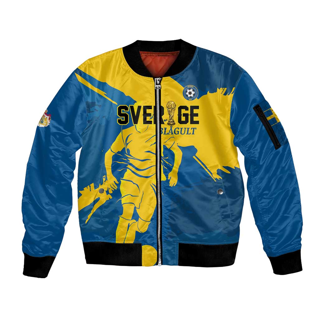 Custom Football 2026 Sweden Sleeve Zip Bomber Jacket Sverige Blagult Tillsammans