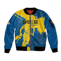 Custom Football 2026 Sweden Sleeve Zip Bomber Jacket Sverige Blagult Tillsammans