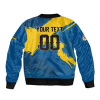 Custom Football 2026 Sweden Sleeve Zip Bomber Jacket Sverige Blagult Tillsammans