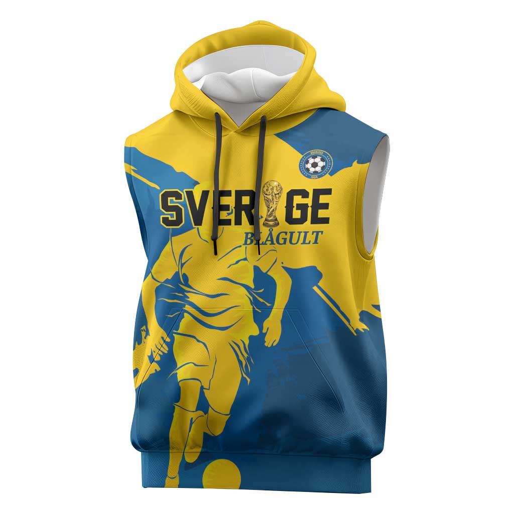 Custom Football 2026 Sweden Sleeveless Hoodie Sverige Blagult Tillsammans