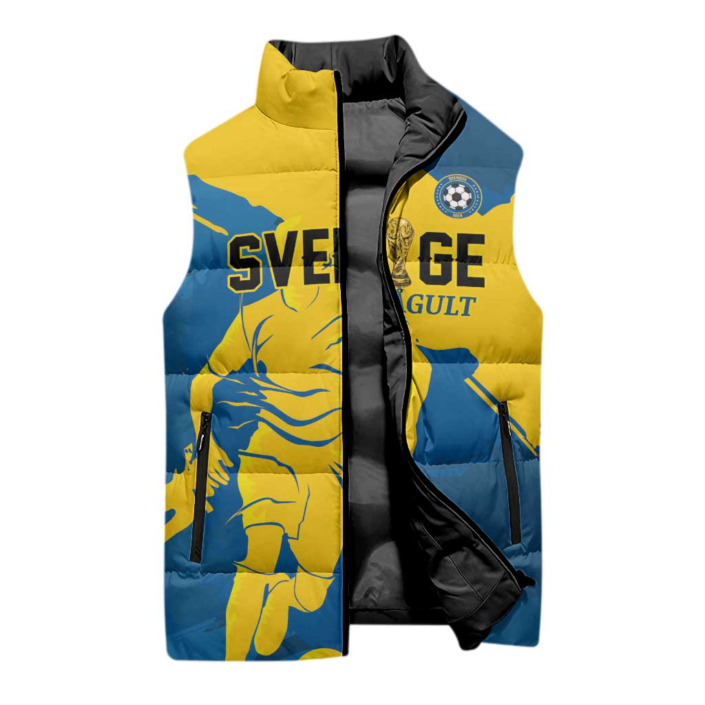 Custom Football 2026 Sweden Sleeveless Puffer Jacket Sverige Blagult Tillsammans