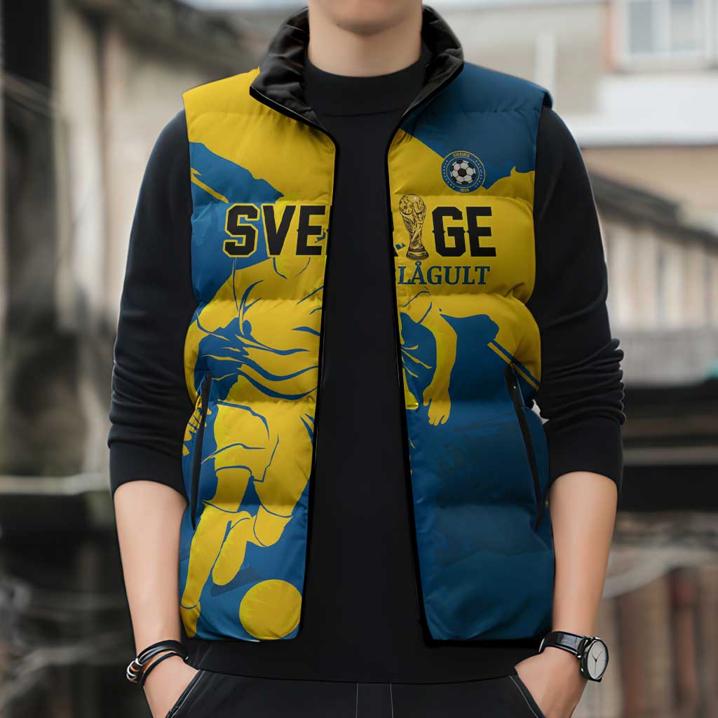 Custom Football 2026 Sweden Sleeveless Puffer Jacket Sverige Blagult Tillsammans