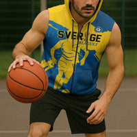 Custom Football 2026 Sweden Sleeveless Zip Hoodie Sverige Blagult Tillsammans