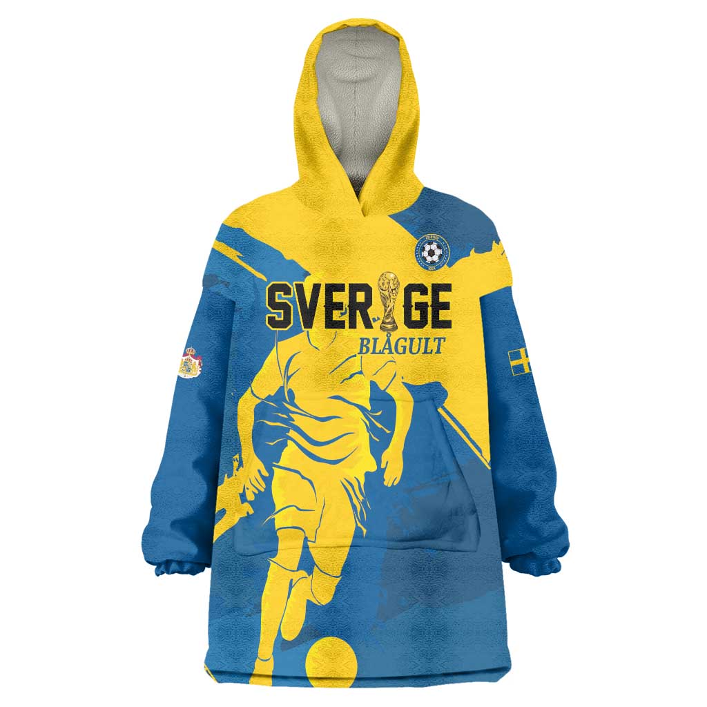 Custom Football 2026 Sweden Wearable Blanket Hoodie Sverige Blagult Tillsammans