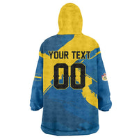 Custom Football 2026 Sweden Wearable Blanket Hoodie Sverige Blagult Tillsammans