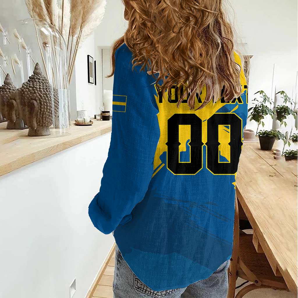 Custom Football 2026 Sweden Women Casual Shirt Sverige Blagult Tillsammans