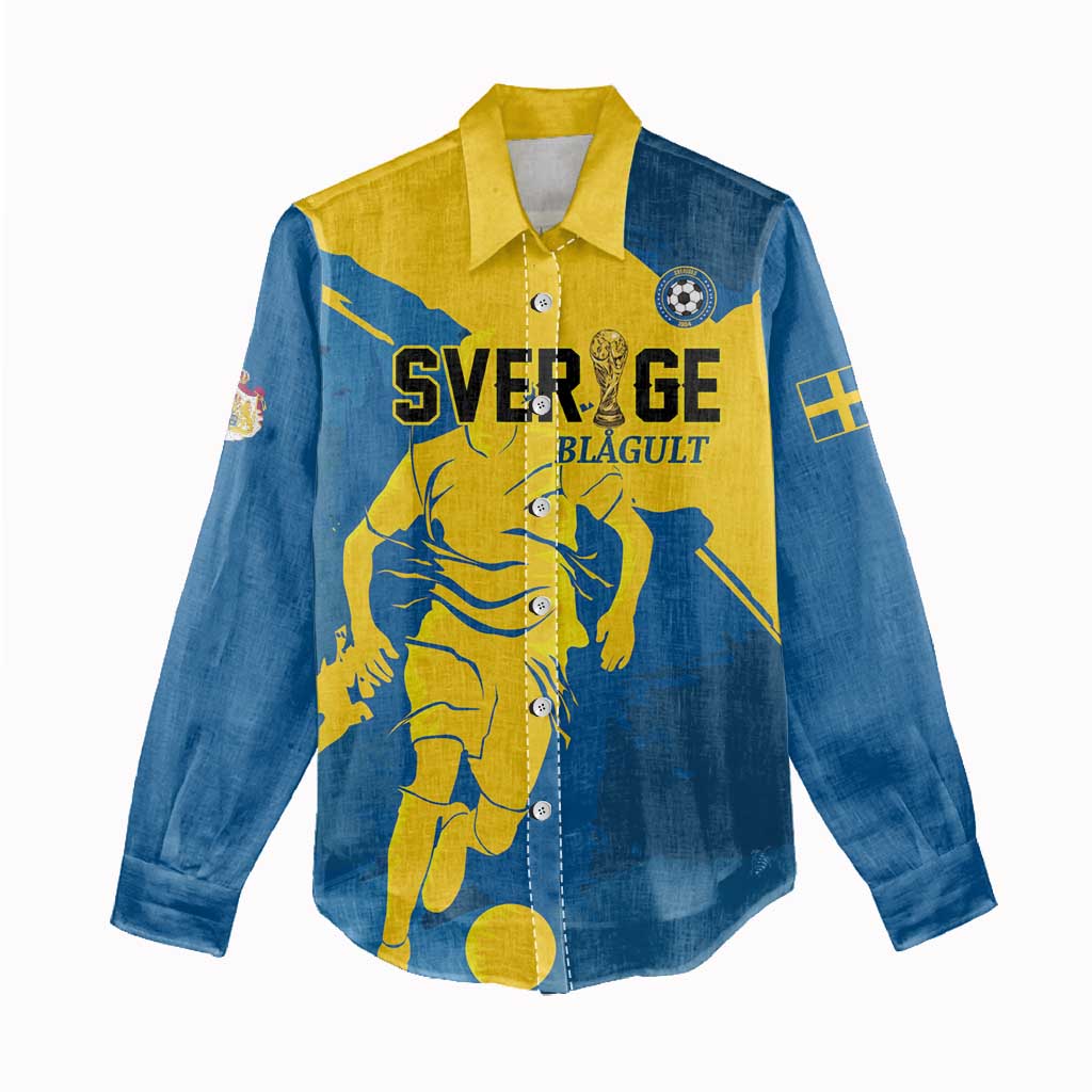 Custom Football 2026 Sweden Women Casual Shirt Sverige Blagult Tillsammans