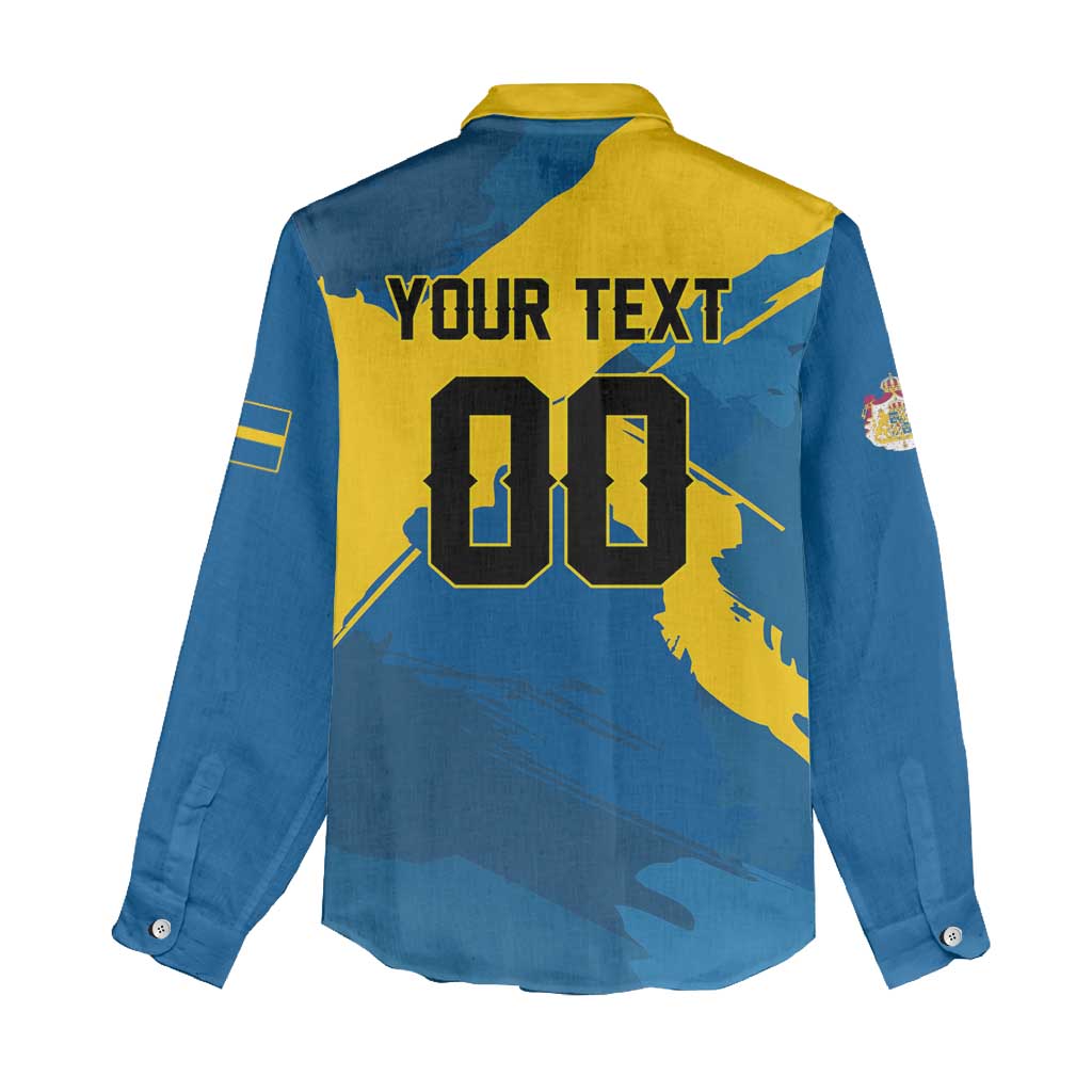 Custom Football 2026 Sweden Women Casual Shirt Sverige Blagult Tillsammans
