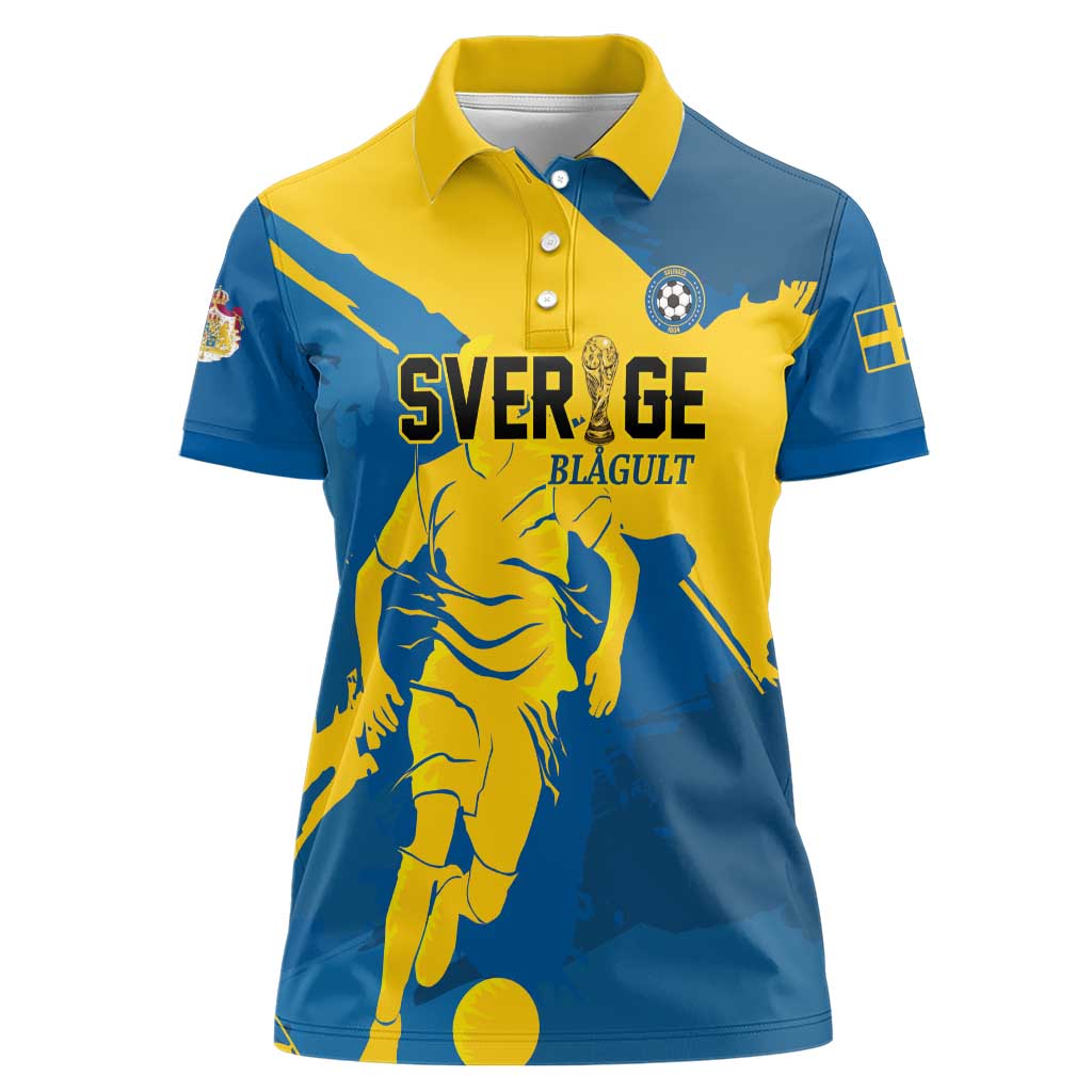 Custom Football 2026 Sweden Women Polo Shirt Sverige Blagult Tillsammans