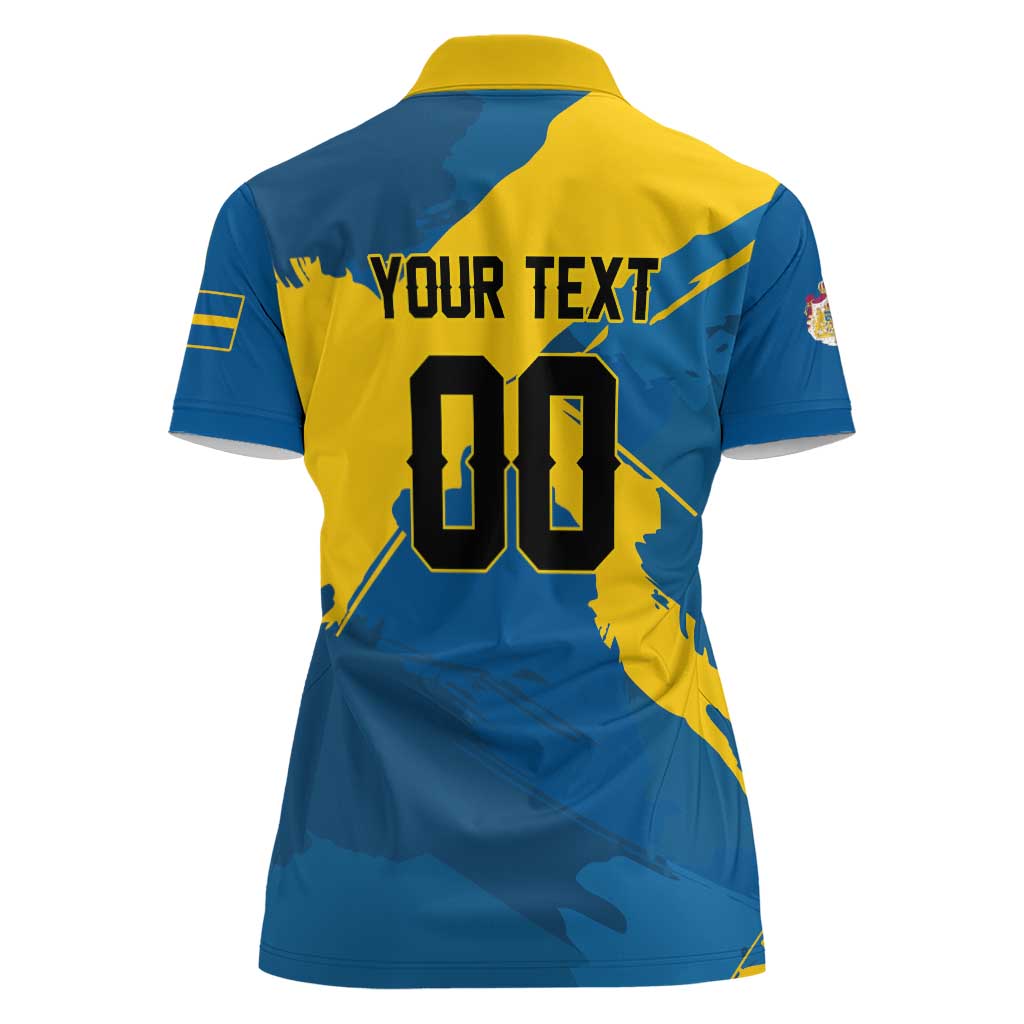 Custom Football 2026 Sweden Women Polo Shirt Sverige Blagult Tillsammans
